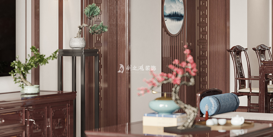 格調(diào)初晴178㎡中式風格三居室裝修案例
